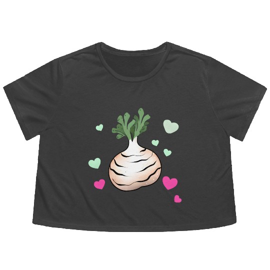 Turnip Love Valentine's Day Hearts Flowy Cropped Tees