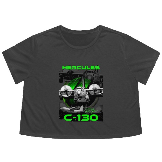 C-130 Hercules Military Aircraft Flowy Cropped Tees