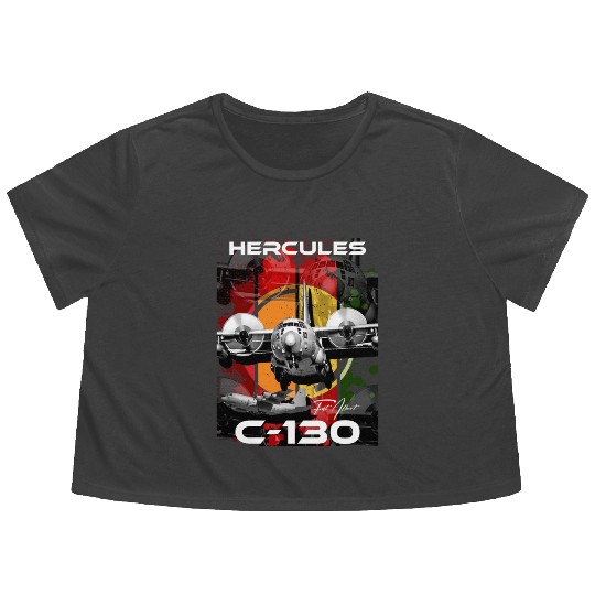 C-130 Hercules Military Aircraft Flowy Cropped Tees