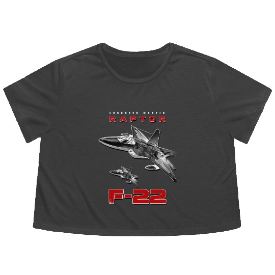 F-22 Raptor Fighterjet Us Air Force Warbird Flowy Cropped Tees