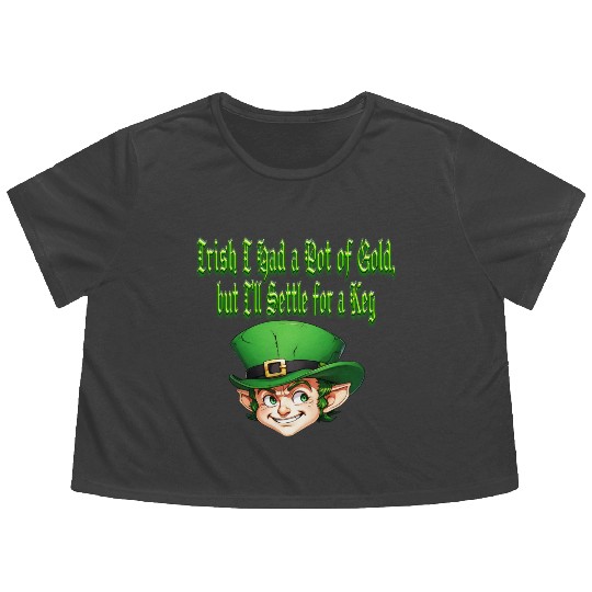 Irish I Had a Pot of Gold Flowy Cropped Tees