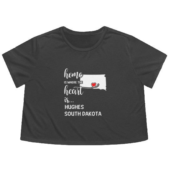 Hughes County South Dakota Is Where My Heart Is Flowy Cropped Tees