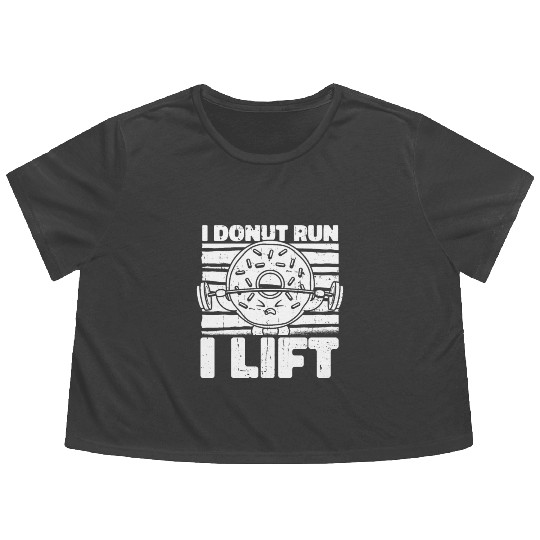 Fitness Donut Funny Donut Gym Flowy Cropped Tees