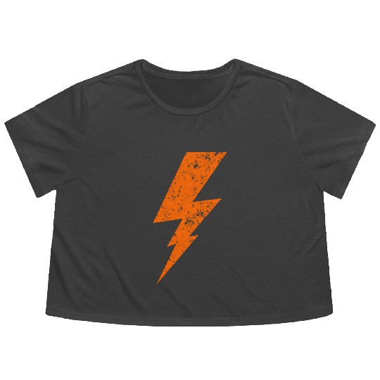 orange Bolt Lightning | Bolt Graphic Flowy Cropped Tees