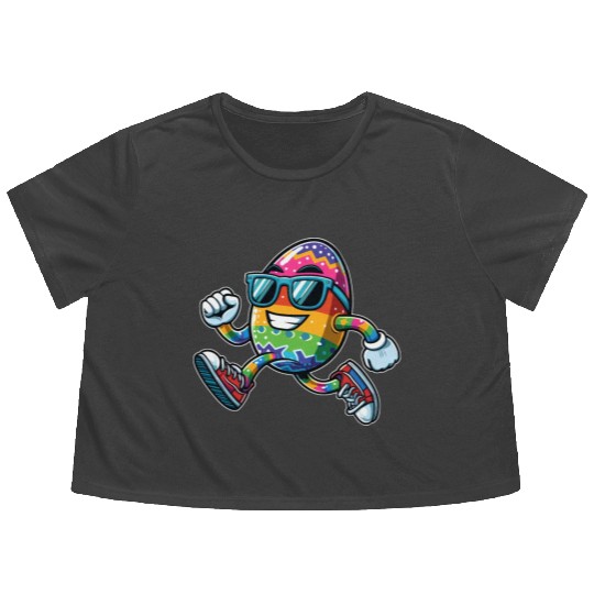 Easter Egg Easter Egg Running Race Jogging Jogger Flowy Cropped Tees