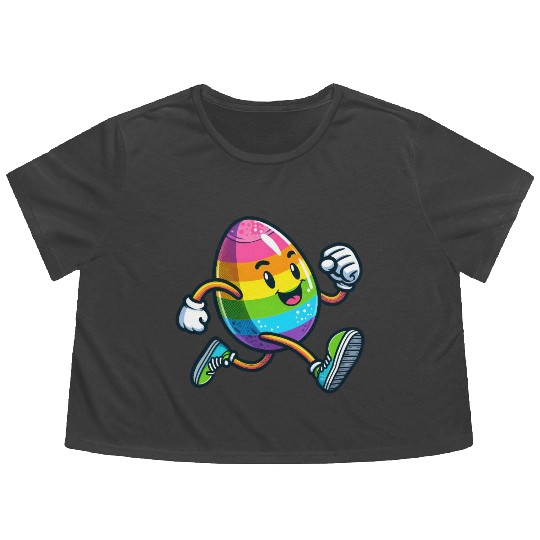 Easter Egg Marathon Jogging Running Fitness Flowy Cropped Tees