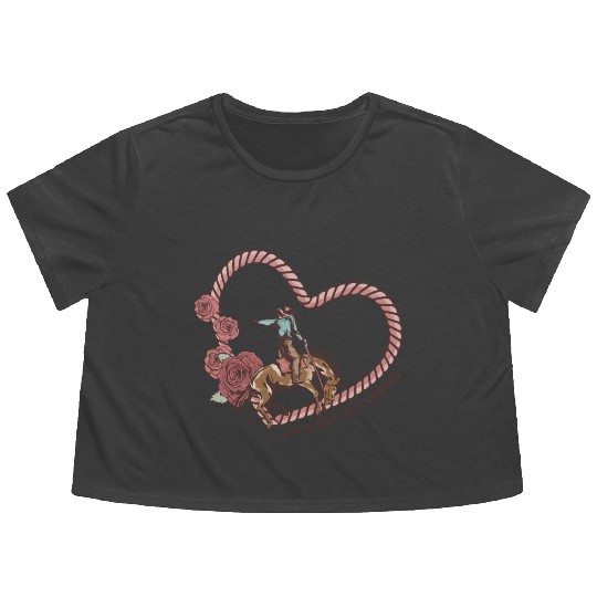 Cupid Find Me A Cowboy Flowy Cropped Tees