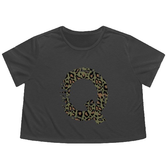 Q army camo design Flowy Cropped Tees