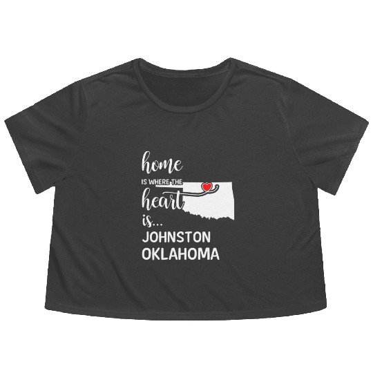Johnston County Oklahoma Is Where My Heart Is Gift Flowy Cropped Tees