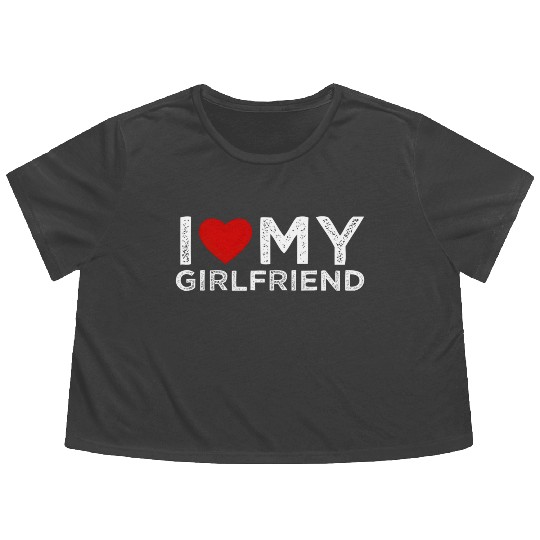 I Love My Friend I He My Friend I Love My Gf Flowy Cropped Tees