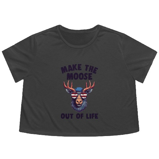Make The Moose Out Of Life Cool Moose Flowy Cropped Tees