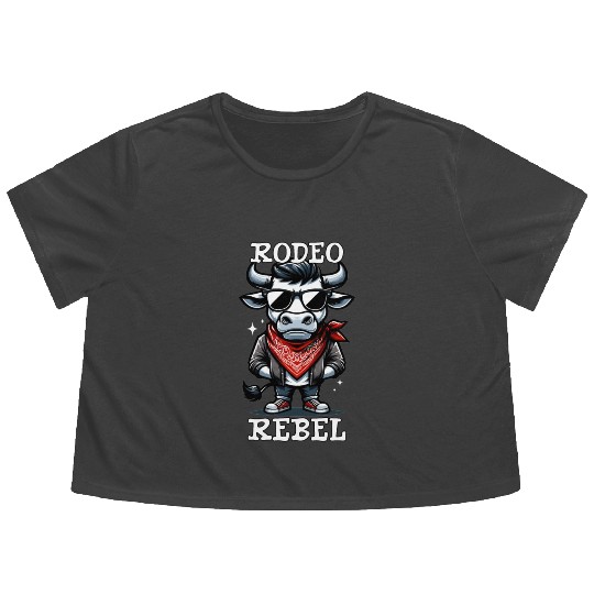 Rodeo Bull Riding Livestock Show Farmer Cattle Flowy Cropped Tees