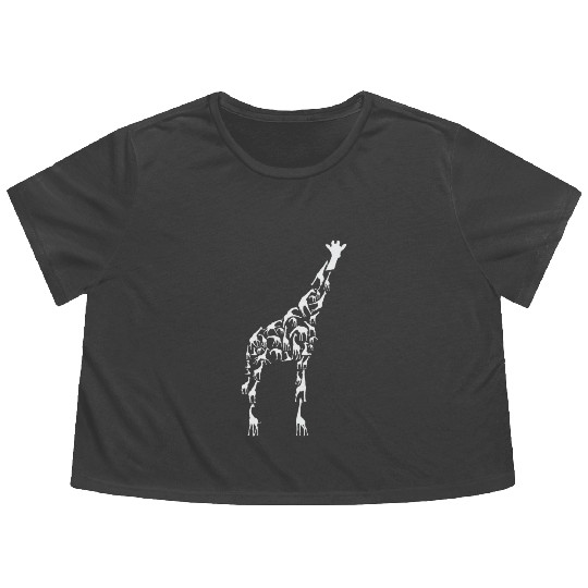 Giraffe Wildlife Africa Giraffes Silhouette Flowy Cropped Tees