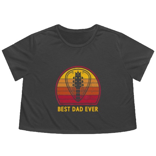 Retro Vintage Best Guitar Dad Ever Father's Day Flowy Cropped Tees
