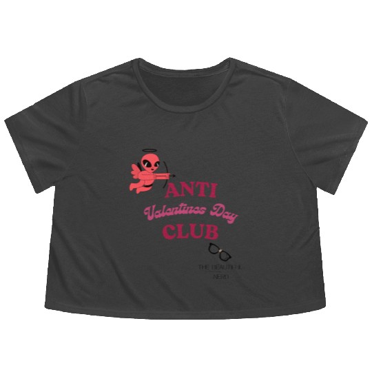 Anti Valentines Club Beautiful Nerd by Tavia Linen Flowy Cropped Tees
