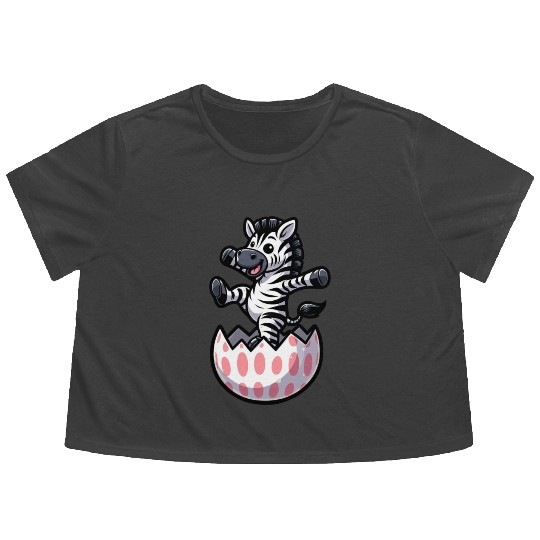 Easter Zebra Comic Easter Egg Flowy Cropped Tees