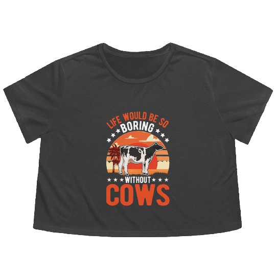 Cow Cattle Breeder Farmer Cows Flowy Cropped Tees