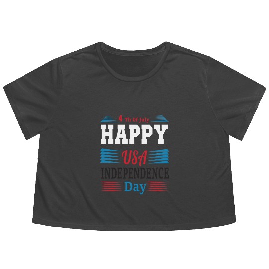 4 Th of July Happy USA Independence Day Flowy Cropped Tees