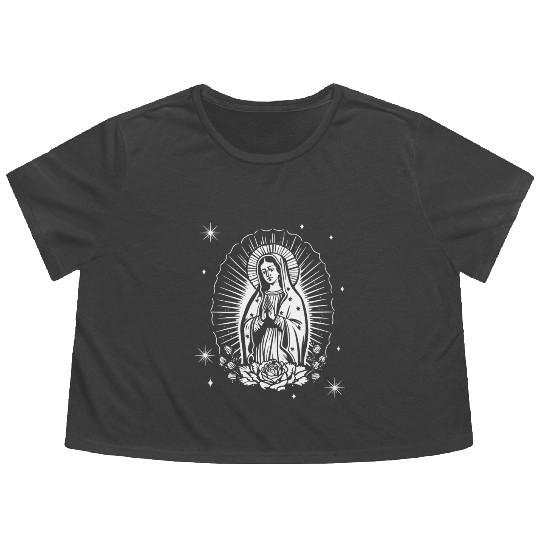 Virgen de guadalupe Flowy Cropped Tees