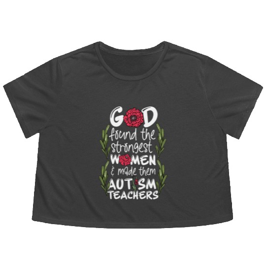Woman Autism Teacher Flowy Cropped Tees
