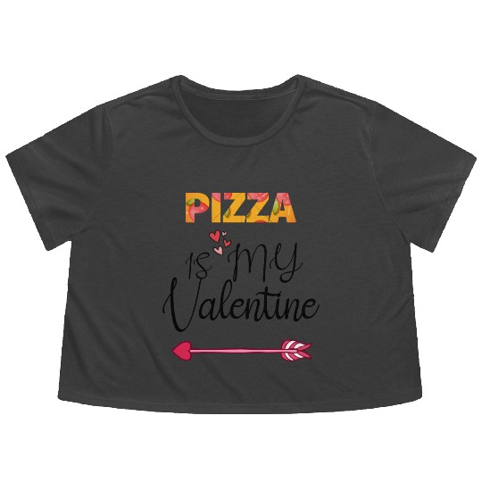 PIZZA is my valentine - Arrow Pointing Right Flowy Cropped Tees