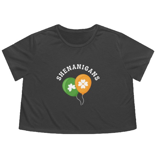 St Patricks Shenanigans St Patricks Day for Women Flowy Cropped Tees