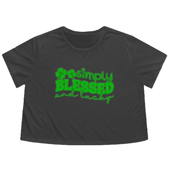 Simply Blessed And Lucky Flowy Cropped Tees