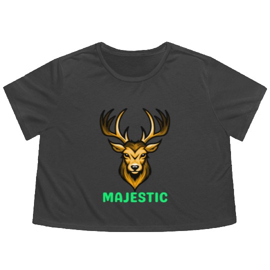 Black and Yellow Illustrative Deer Animal Logo Flowy Cropped Tees
