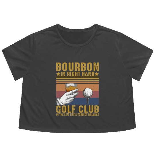 Bourbon Golf Funny Golfer Bourbon Lover Flowy Cropped Tees