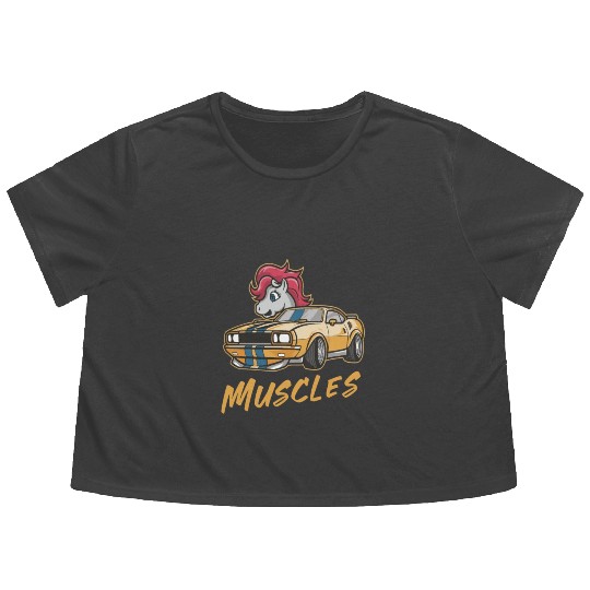 Pony car with muscles Flowy Cropped Tees