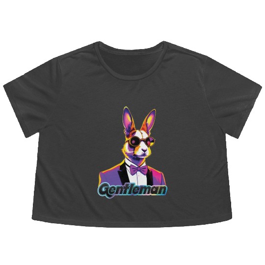 Pop Art Playboy Rabbit Gentleman Cyberpunk Bunny Flowy Cropped Tees