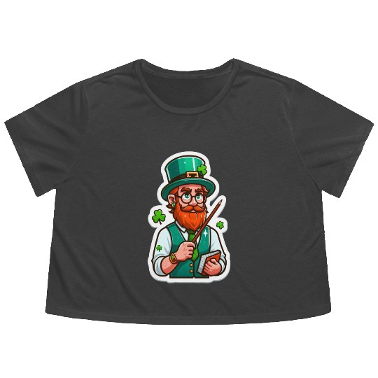 Irish bearded teacher, funny st patricks day Flowy Cropped Tees