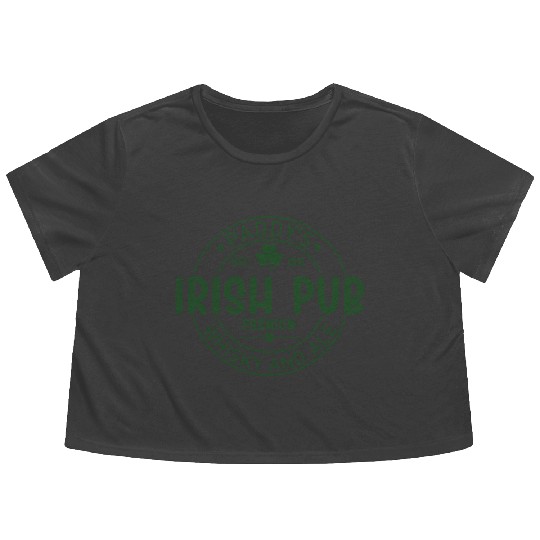 Irish Pub Whisky and Ale, St Patricks Day Flowy Cropped Tees