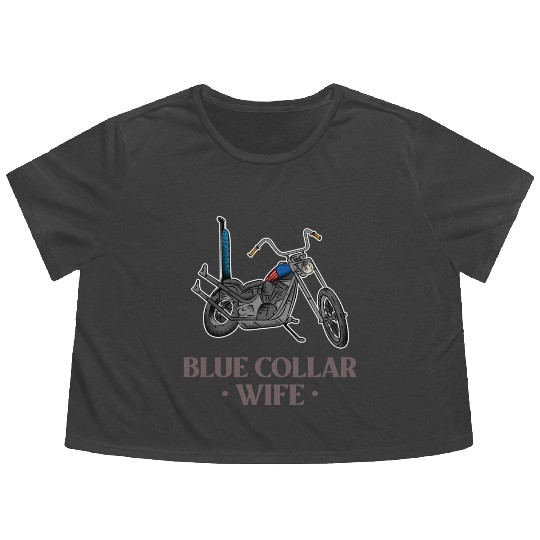 Blue Collar Wife Motorcycle Flowy Cropped Tees