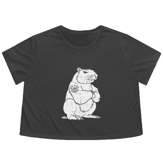 Capybara Biceps Tattoo I Love Mom Flowy Cropped Tees