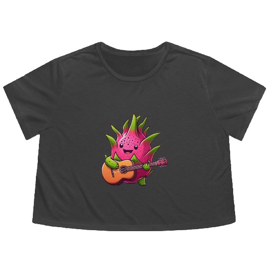 Dragon Fruit Jam: Playing the Guitar Flowy Cropped Tees