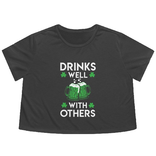 Green Beer St Patrick s Day Flowy Cropped Tees