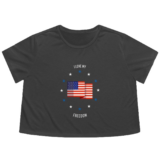 I love my freedom (pd6) Flowy Cropped Tees