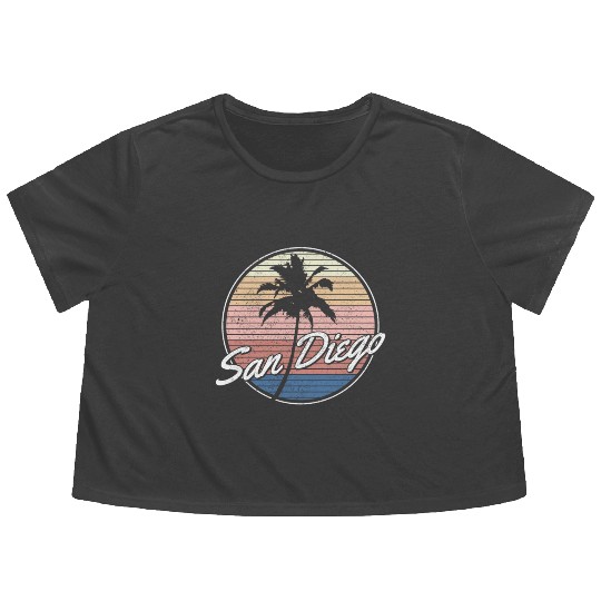 San Diego California Vintage Souvenir Flowy Cropped Tees