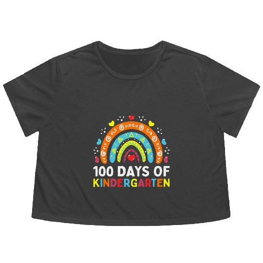 100 Days of Kindergarten School Teacher or Flowy Cropped Tees