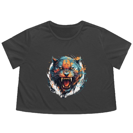 Angry Tiger Flowy Cropped Tees