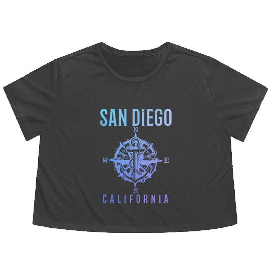 San Diego California Vintage Souvenir Flowy Cropped Tees