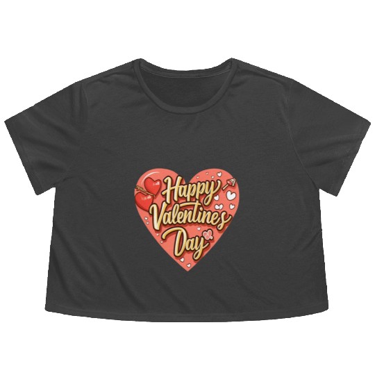 Happy Valentine's Day Flowy Cropped Tees for Men and Women