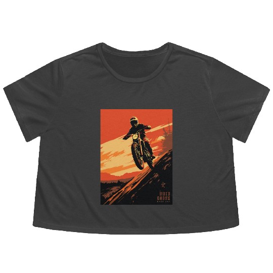 Sunset Motocross - Race Day Flowy Cropped Tees