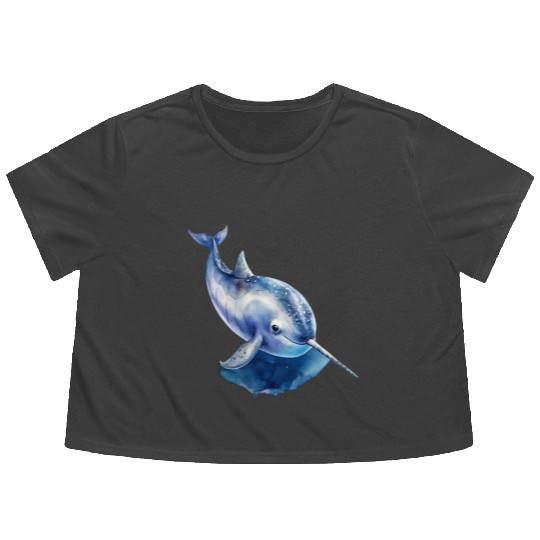 Narwhal Whale Flowy Cropped Tees