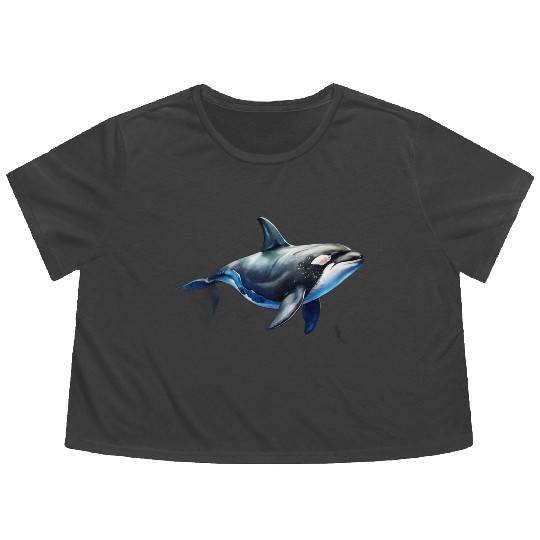 killer whale Flowy Cropped Tees