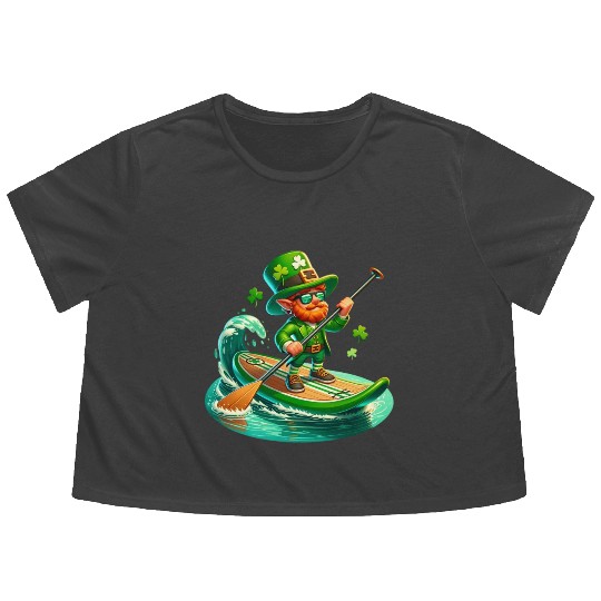 St. Patrick's Day Paddle Boarding Flowy Cropped Tees