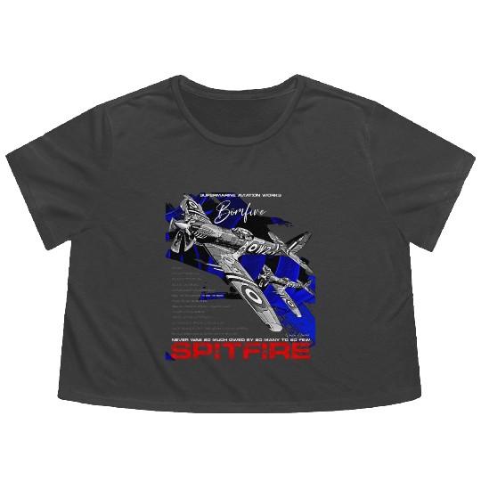 Spitfire Vintage English WW2 Fighter Aircraft Flowy Cropped Tees