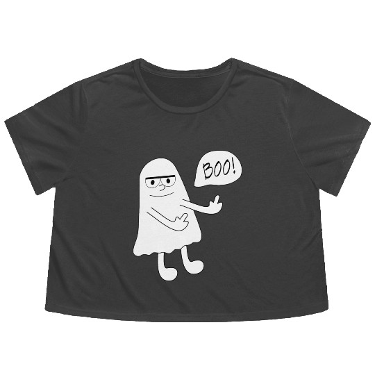 Ghost morbid middle finger Flowy Cropped Tees