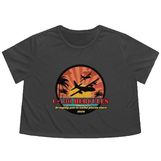 Bringing you to awful places - C-130 Hercules Flowy Cropped Tees